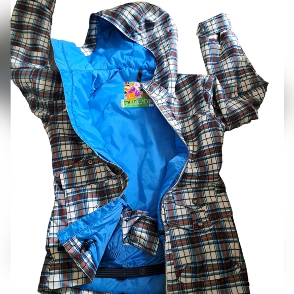 BURTON DRYRIDE multi plaid check SNOWBOARD ski jacket coat sport coastal lady M - Picture 3 of 13